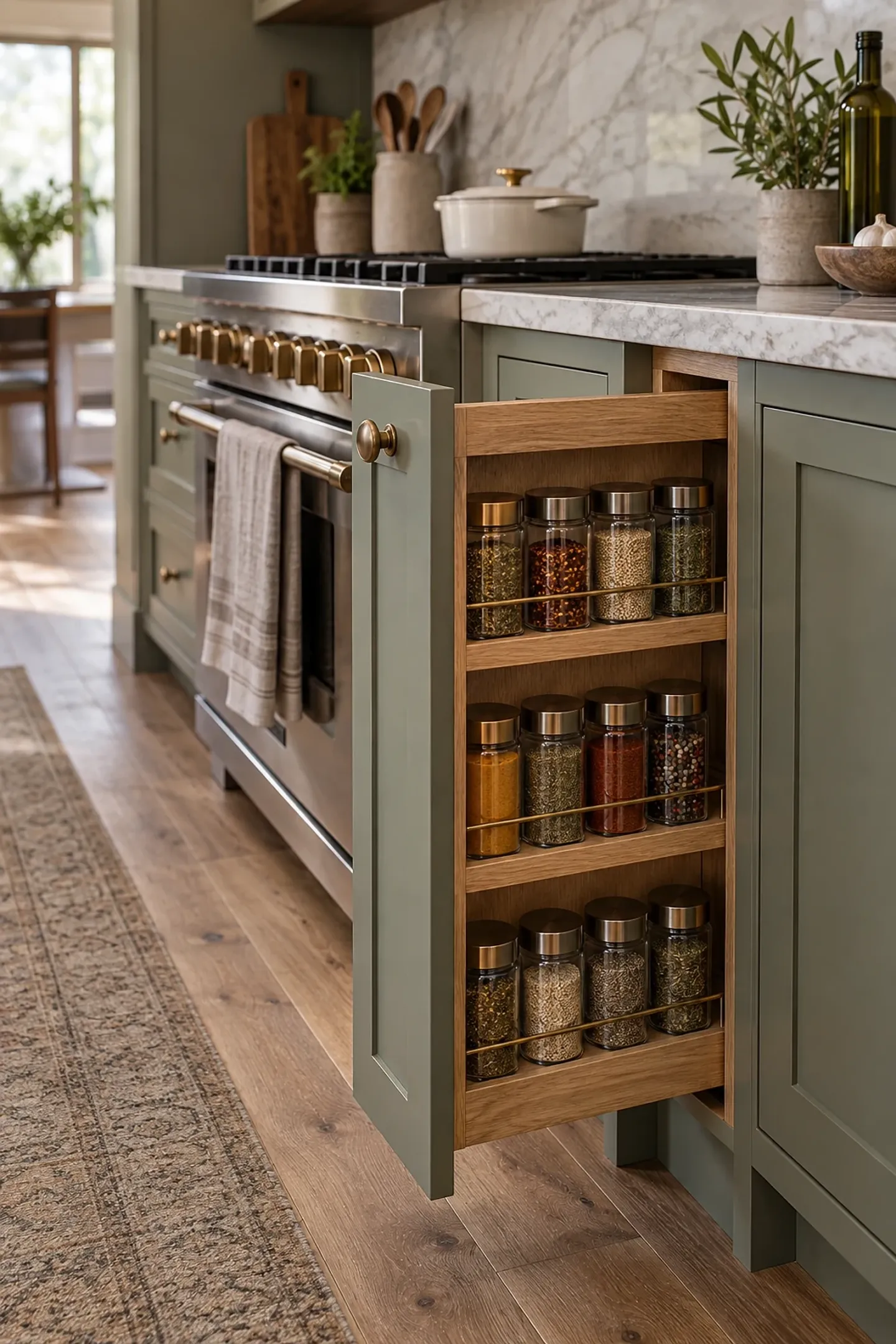 Sage green shaker kitchen